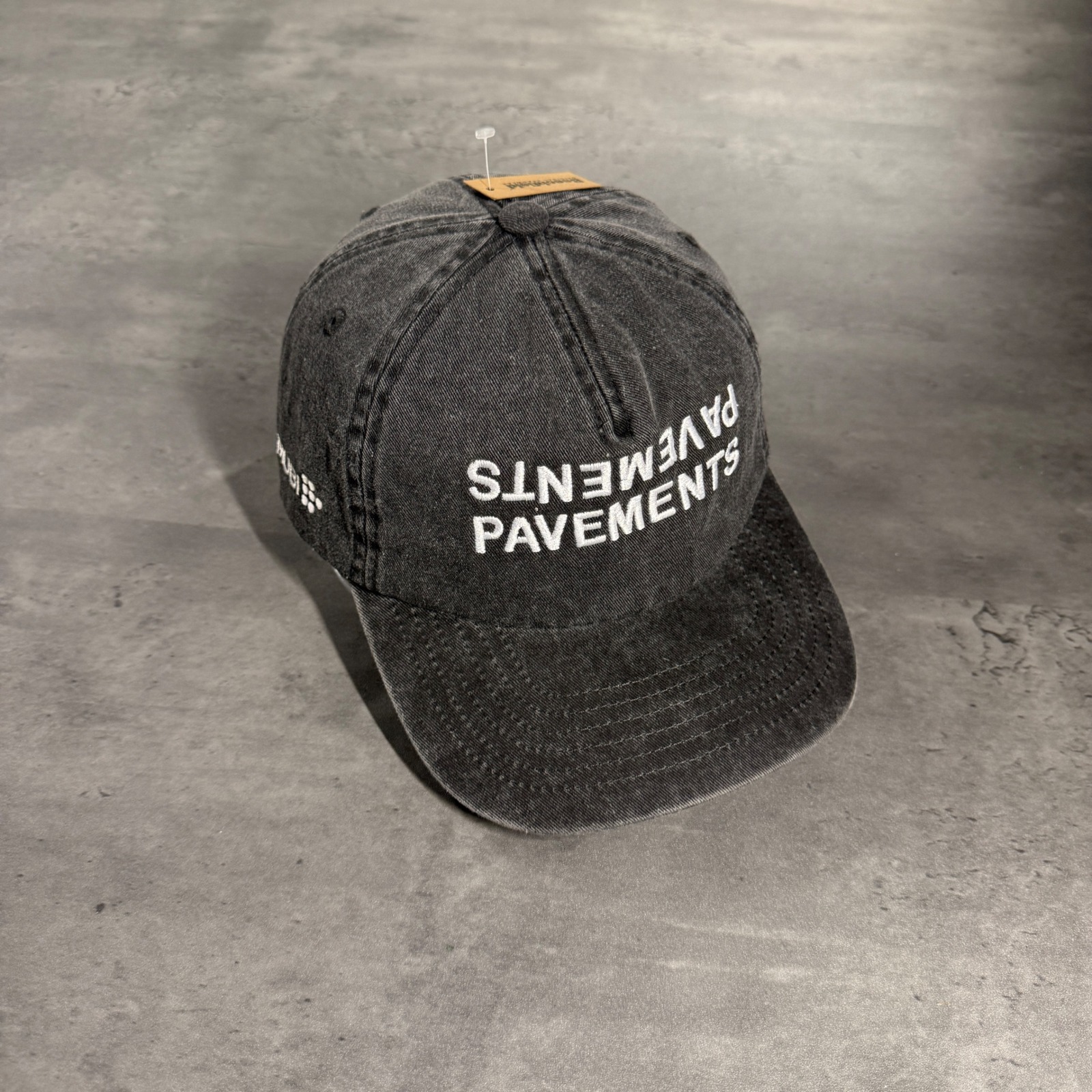 Pavements Film Band Hat Mubi Cap Mens Black Gray Washed Denim Embroidered Rare